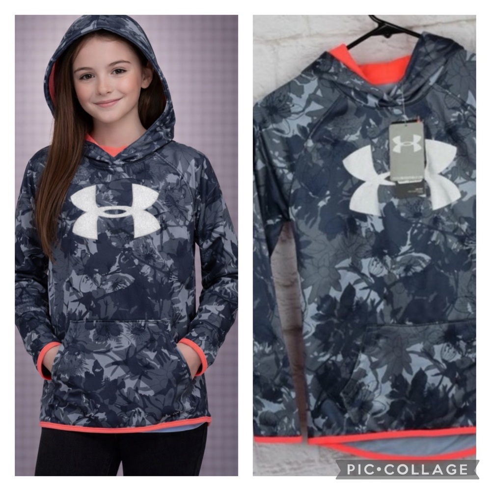Under armour girls floral silver UA hoodie